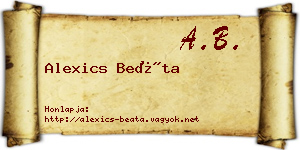 Alexics Beáta névjegykártya